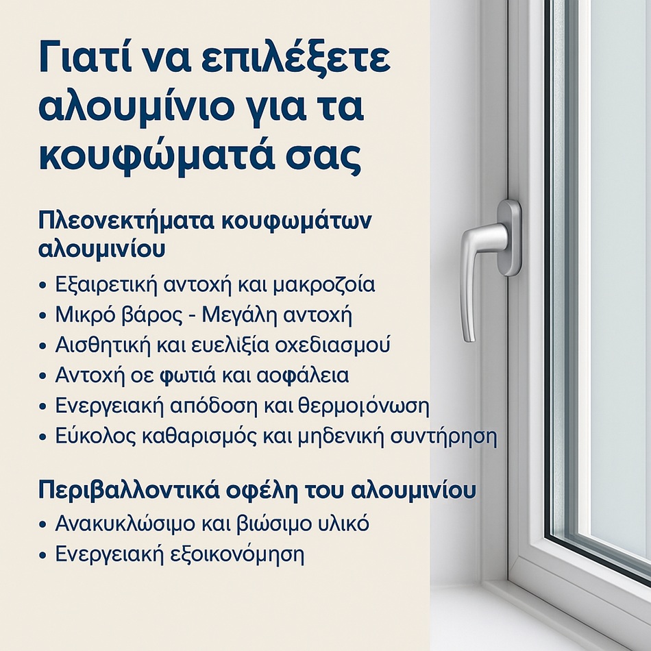 Για ποιους λόγους να προτιμήσετε το αλουμίνιο για τα κουφώματα σας