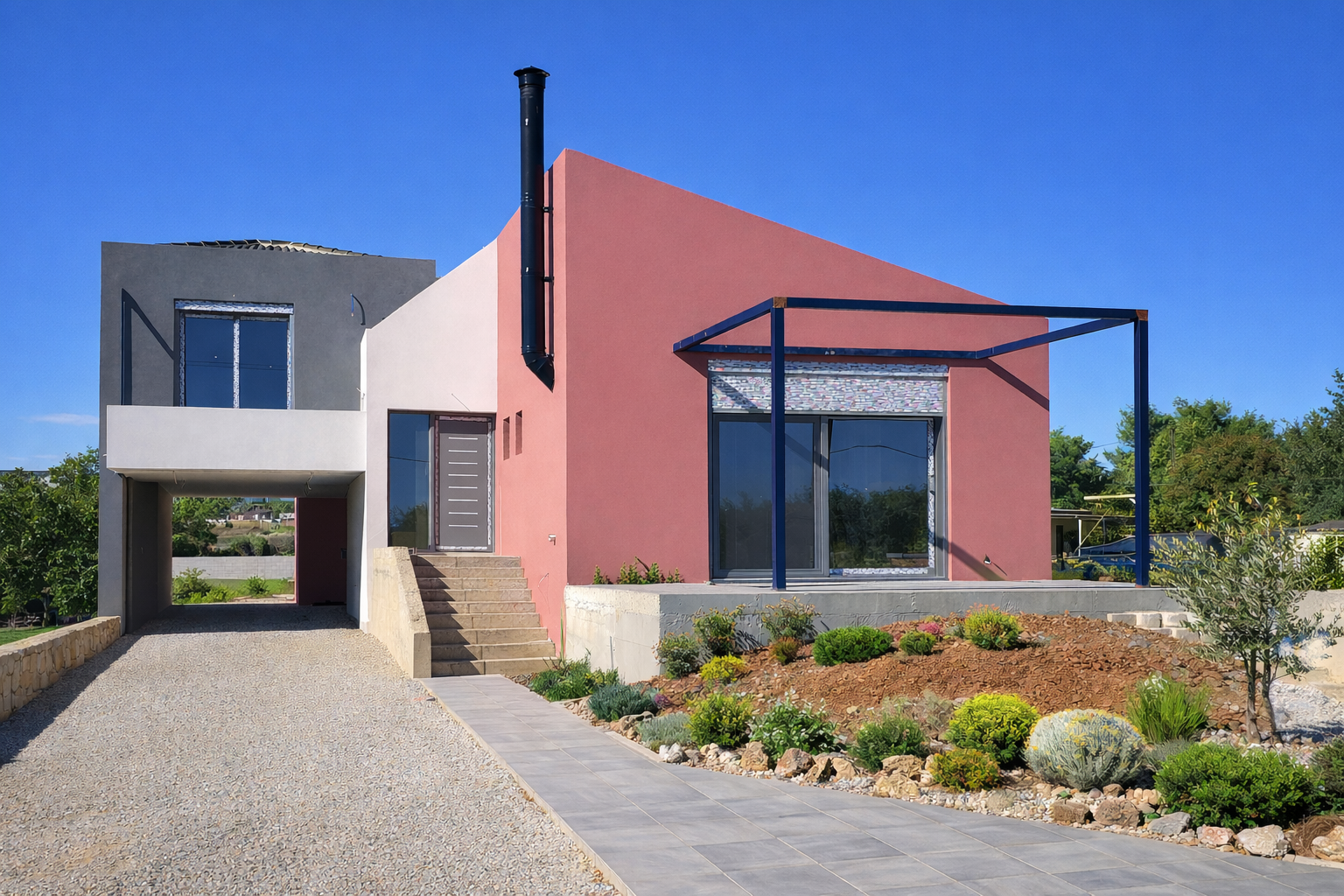 Ενεργειακά Κουφώματα Αλουμινίου Europa Hybrid σε Οικία Ξηράς Δόμησης στο Βαθύ Αυλίδας