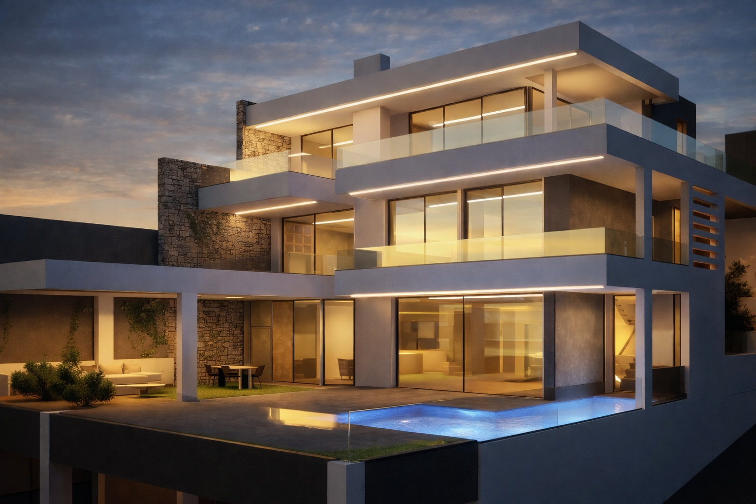 Minimal κουφώματα Europa EMF60 Hybrid σε νεόδμητη κατοικία