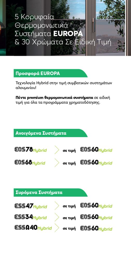 Χρηματοδοτικά προγράμματα για κουφώματα Αλουμινίου Europa - Credia Bank