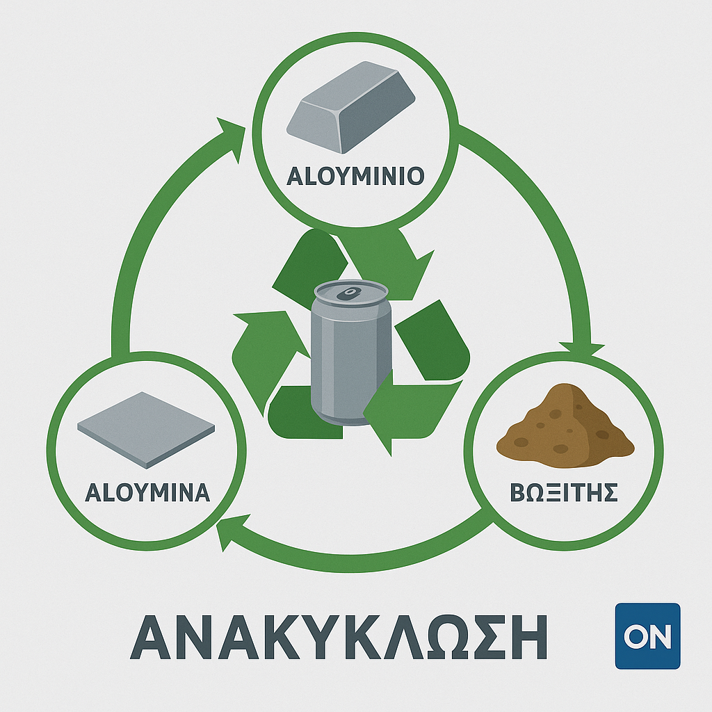 Κύκλος ανακύκλωσης αλουμινίου (infographic) mparolas aluminium systems